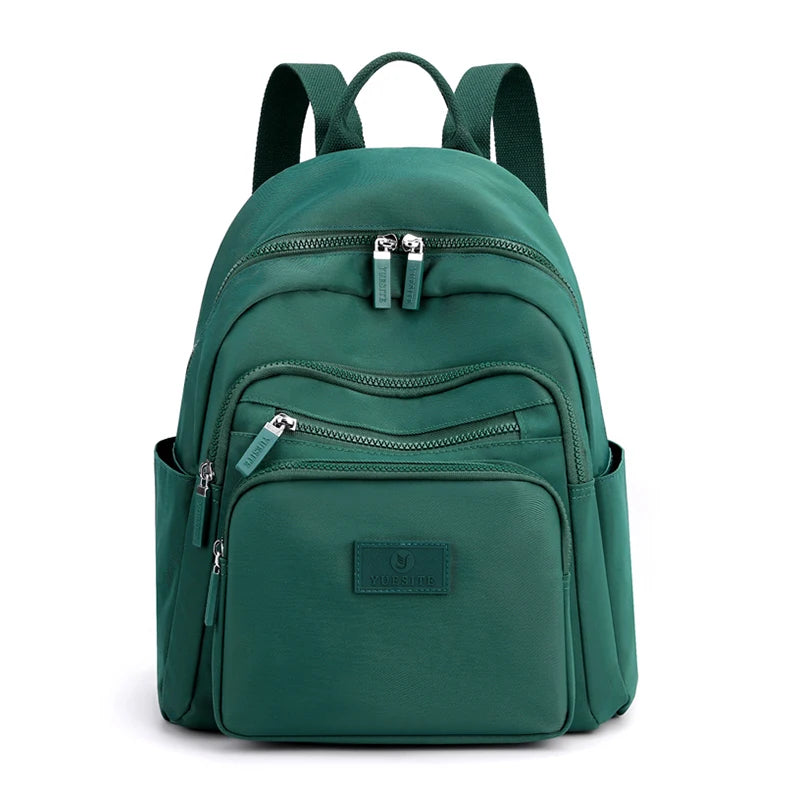 2022 New Dark Green Women's Backpack Waterproof Nylon Backpack Student School Bag Suitable For Girls' Small Travel Rucksack
