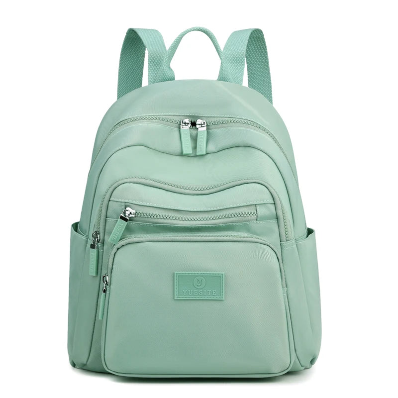 2022 New Dark Green Women's Backpack Waterproof Nylon Backpack Student School Bag Suitable For Girls' Small Travel Rucksack