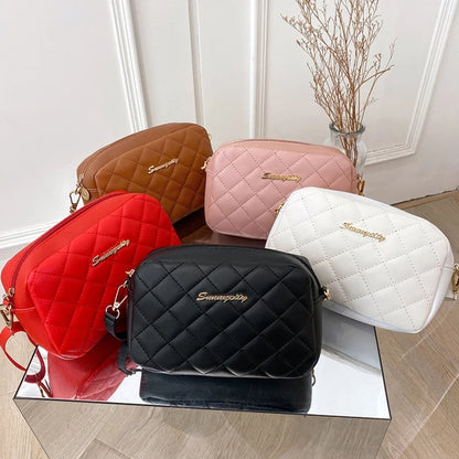 2022 New Fashion Female Creative Solid Color Crossbody Shoulder Bag Messenger Rhombus Embroidered Casual Trendy Phone Bag