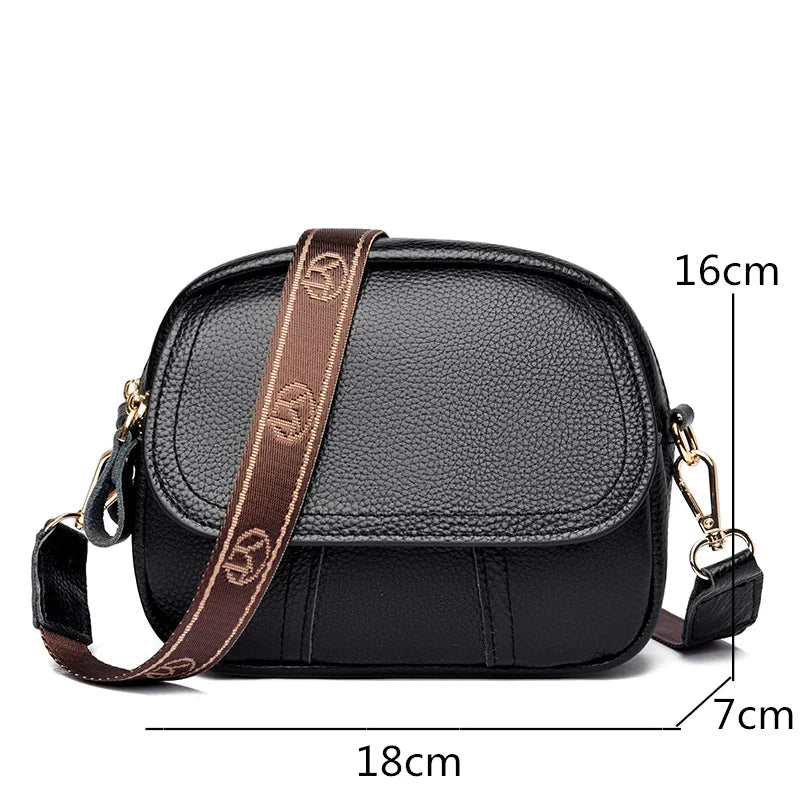 2022 New Genuine Cow Leather Shoulder Bag Retro Women Flap Elegant Lady Real Leather Handbags Trendy Pure Color Messenger Bags