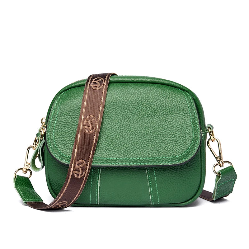 2022 New Genuine Cow Leather Shoulder Bag Retro Women Flap Elegant Lady Real Leather Handbags Trendy Pure Color Messenger Bags