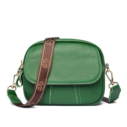 2022 New Genuine Cow Leather Shoulder Bag Retro Women Flap Elegant Lady Real Leather Handbags Trendy Pure Color Messenger Bags