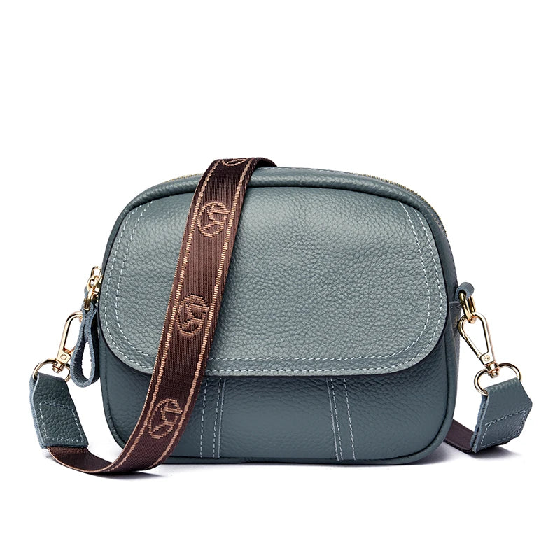 2022 New Genuine Cow Leather Shoulder Bag Retro Women Flap Elegant Lady Real Leather Handbags Trendy Pure Color Messenger Bags