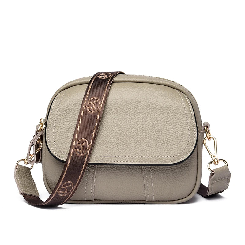 2022 New Genuine Cow Leather Shoulder Bag Retro Women Flap Elegant Lady Real Leather Handbags Trendy Pure Color Messenger Bags