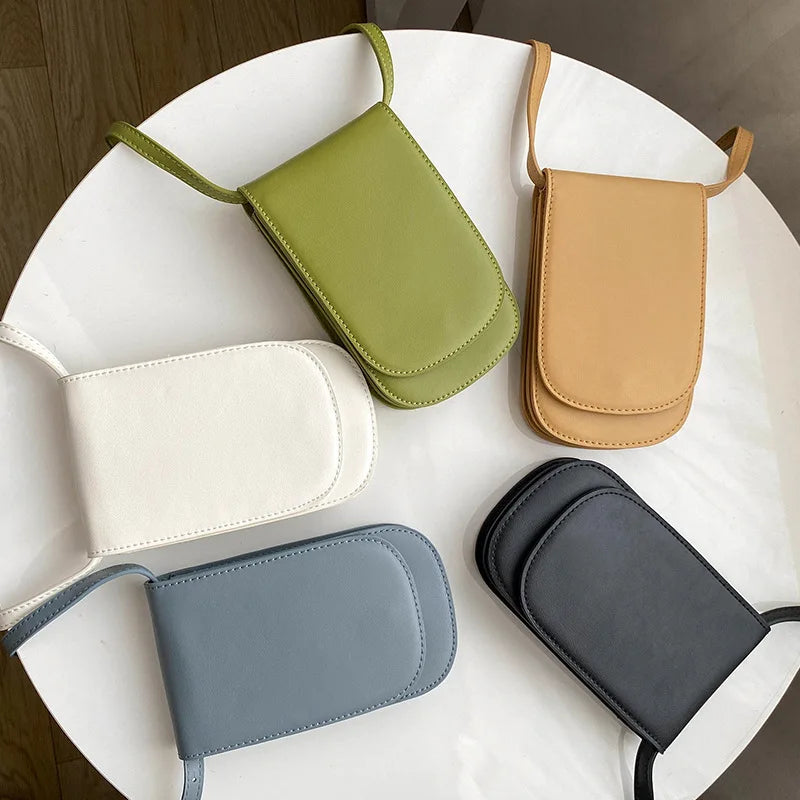 2022 New Japanese Style Mini Fresh Mobile Phone Bags Simple Fashion Vertical Artistic Shoulder Crossbody Bag Casual Women's Bag