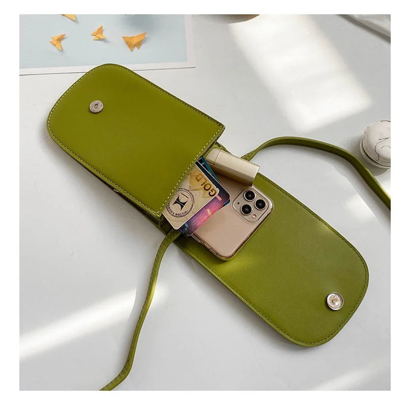 2022 New Japanese Style Mini Fresh Mobile Phone Bags Simple Fashion Vertical Artistic Shoulder Crossbody Bag Casual Women's Bag