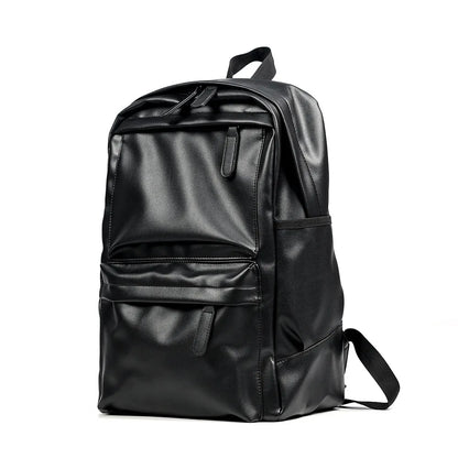 2022 New Men PU Leather Backpacks Large Travel Business Laptop Bags for Student Black Bagpack Boy Big School Male Shoulder Bag