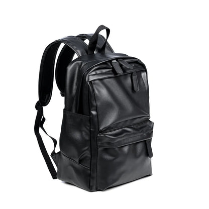 2022 New Men PU Leather Backpacks Large Travel Business Laptop Bags for Student Black Bagpack Boy Big School Male Shoulder Bag