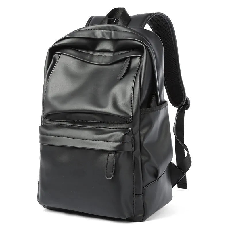 2022 New Men PU Leather Backpacks Large Travel Business Laptop Bags for Student Black Bagpack Boy Big School Male Shoulder Bag