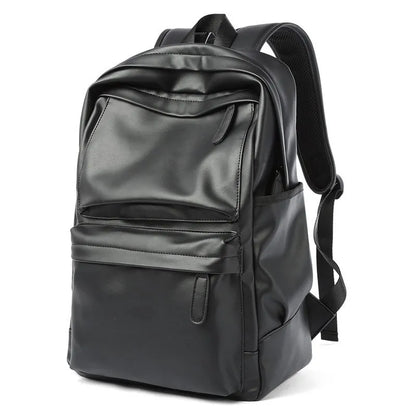 2022 New Men PU Leather Backpacks Large Travel Business Laptop Bags for Student Black Bagpack Boy Big School Male Shoulder Bag