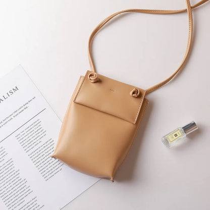 2022 New Retro Khaki Mobile Phone Bag Fashion Woman Mini Shoulder Bags Sweet Crossbody Pouch Soft Simple Small Flap Bags