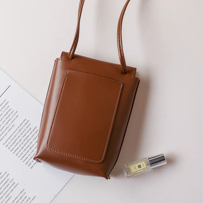 2022 New Retro Khaki Mobile Phone Bag Fashion Woman Mini Shoulder Bags Sweet Crossbody Pouch Soft Simple Small Flap Bags