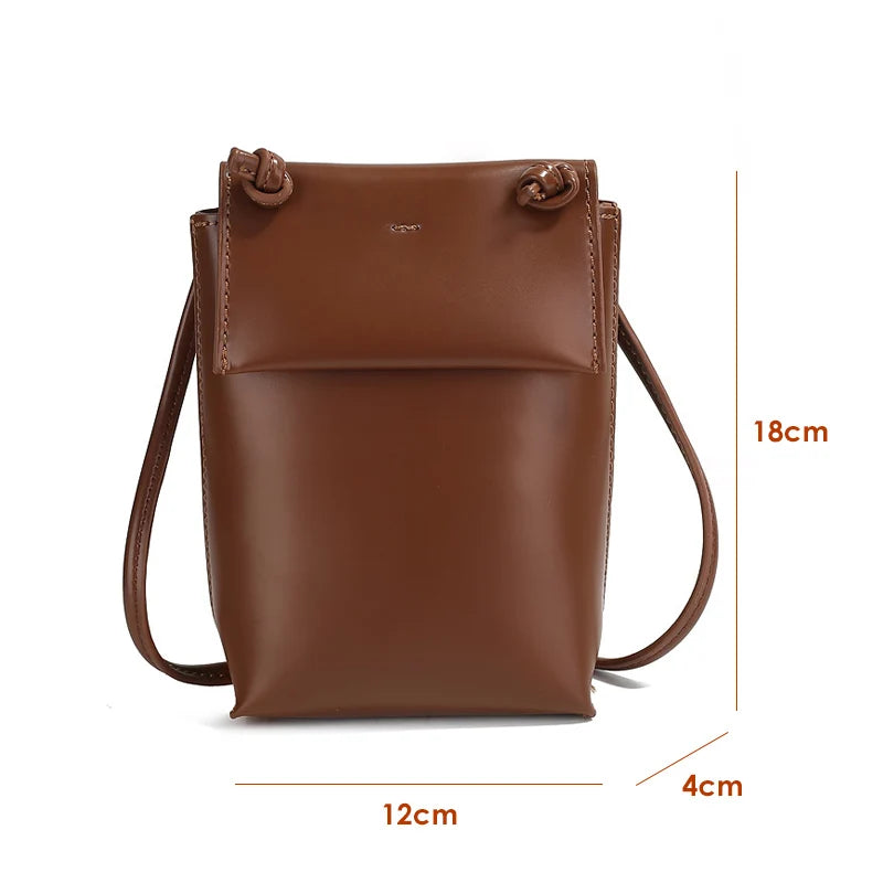 2022 New Retro Khaki Mobile Phone Bag Fashion Woman Mini Shoulder Bags Sweet Crossbody Pouch Soft Simple Small Flap Bags