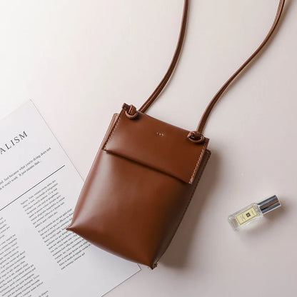 2022 New Retro Khaki Mobile Phone Bag Fashion Woman Mini Shoulder Bags Sweet Crossbody Pouch Soft Simple Small Flap Bags