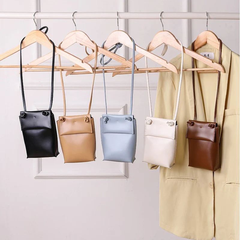 2022 New Retro Khaki Mobile Phone Bag Fashion Woman Mini Shoulder Bags Sweet Crossbody Pouch Soft Simple Small Flap Bags