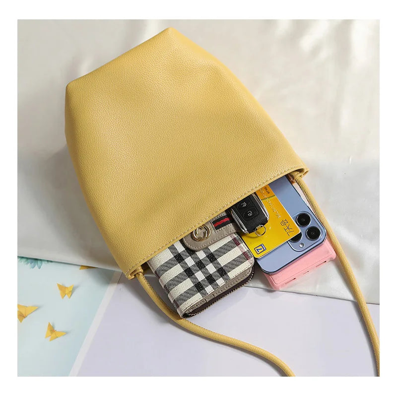 2022 New Simple Mini Bucket Bag for Women Girls Soft Small Mobile Phone Shoulder Bag Ins Japanese Style Sweet Crossbody Bags