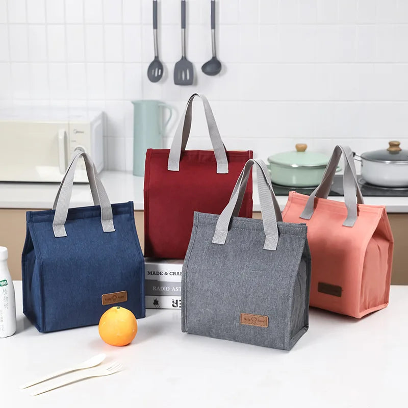 2022 New Solid Insulated Lunch Box with Handle Oxford Student Lunch Bags Simple Portable Picnic Cooler Bag Bento Food Pack Bolsa
