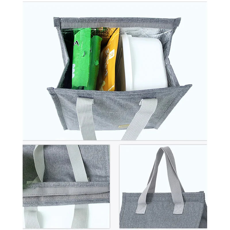 2022 New Solid Insulated Lunch Box with Handle Oxford Student Lunch Bags Simple Portable Picnic Cooler Bag Bento Food Pack Bolsa