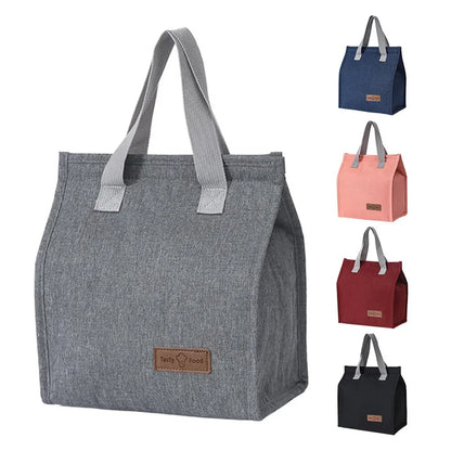 2022 New Solid Insulated Lunch Box with Handle Oxford Student Lunch Bags Simple Portable Picnic Cooler Bag Bento Food Pack Bolsa