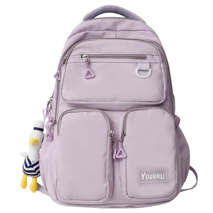 2022 New Waterproof Nylon Backpack Casual Big Capacity Woman Rucksack Multi-pocket College Student Book Bagpack Schoolbag