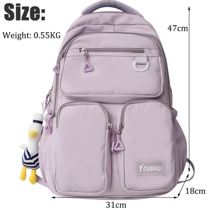 2022 New Waterproof Nylon Backpack Casual Big Capacity Woman Rucksack Multi-pocket College Student Book Bagpack Schoolbag