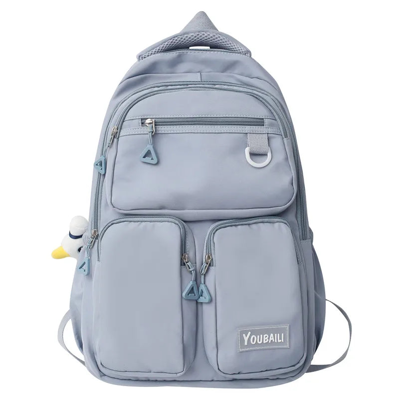2022 New Waterproof Nylon Backpack Casual Big Capacity Woman Rucksack Multi-pocket College Student Book Bagpack Schoolbag