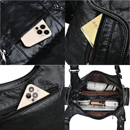 2022 New Women Leather Luxury Handbags Soft Large Capacity Casual Tote Bags High Quality Female Leather Shoulder Bags Female Sac