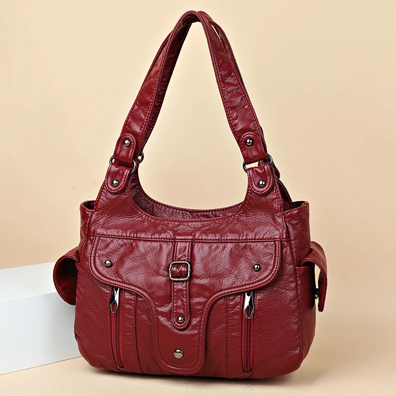 2022 New Women Leather Luxury Handbags Soft Large Capacity Casual Tote Bags High Quality Female Leather Shoulder Bags Female Sac
