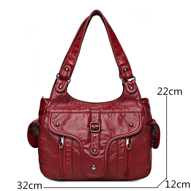2022 New Women Leather Luxury Handbags Soft Large Capacity Casual Tote Bags High Quality Female Leather Shoulder Bags Female Sac