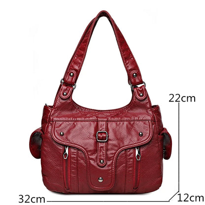2022 New Women Leather Luxury Handbags Soft Large Capacity Casual Tote Bags High Quality Female Leather Shoulder Bags Female Sac