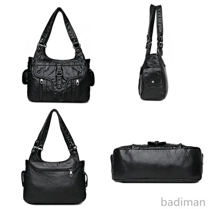 2022 New Women Leather Luxury Handbags Soft Large Capacity Casual Tote Bags High Quality Female Leather Shoulder Bags Female Sac