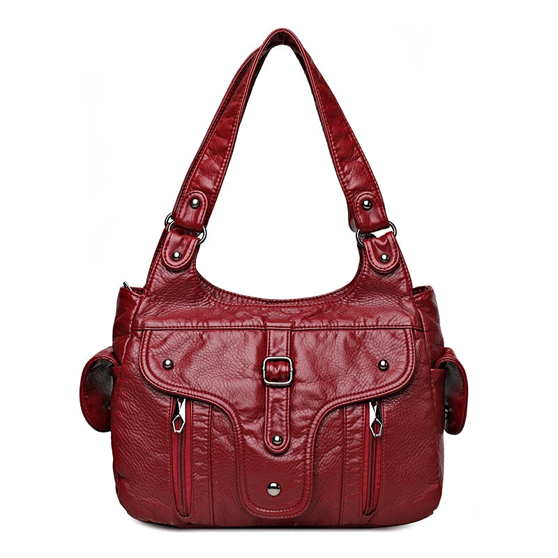 2022 New Women Leather Luxury Handbags Soft Large Capacity Casual Tote Bags High Quality Female Leather Shoulder Bags Female Sac