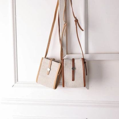 2022 Retro Canvas Mini Crossbody Bags Korean Contrast Color Mobile Phone Bag Simple Buckle Square Shoulder Bag Women Handbags