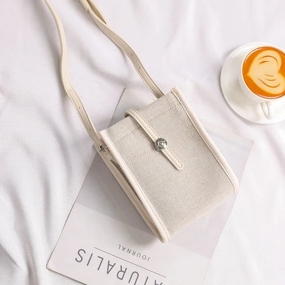 2022 Retro Canvas Mini Crossbody Bags Korean Contrast Color Mobile Phone Bag Simple Buckle Square Shoulder Bag Women Handbags