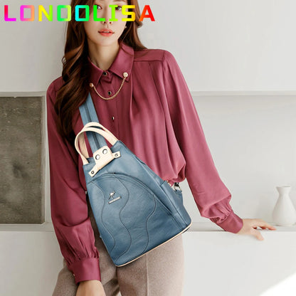2022 Soft Leather Women Backpack Large Capacity Female Anti-theft Bagpack Multifunctional Travel Shoulder Crossbody Sac Mochilas