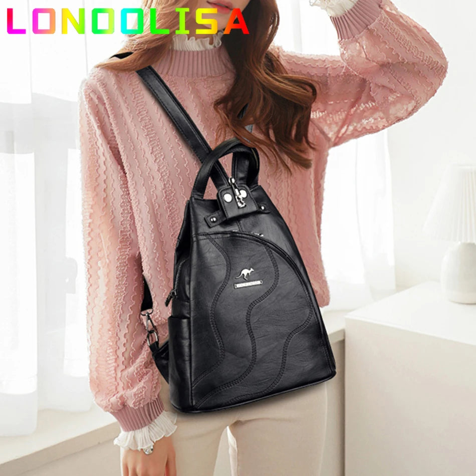 2022 Soft Leather Women Backpack Large Capacity Female Anti-theft Bagpack Multifunctional Travel Shoulder Crossbody Sac Mochilas