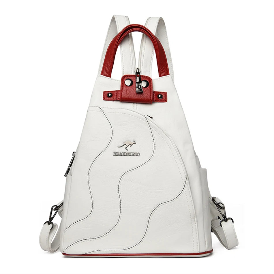 2022 Soft Leather Women Backpack Large Capacity Female Anti-theft Bagpack Multifunctional Travel Shoulder Crossbody Sac Mochilas