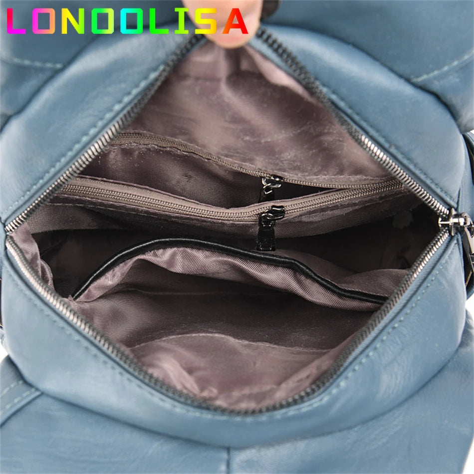 2022 Soft Leather Women Backpack Large Capacity Female Anti-theft Bagpack Multifunctional Travel Shoulder Crossbody Sac Mochilas