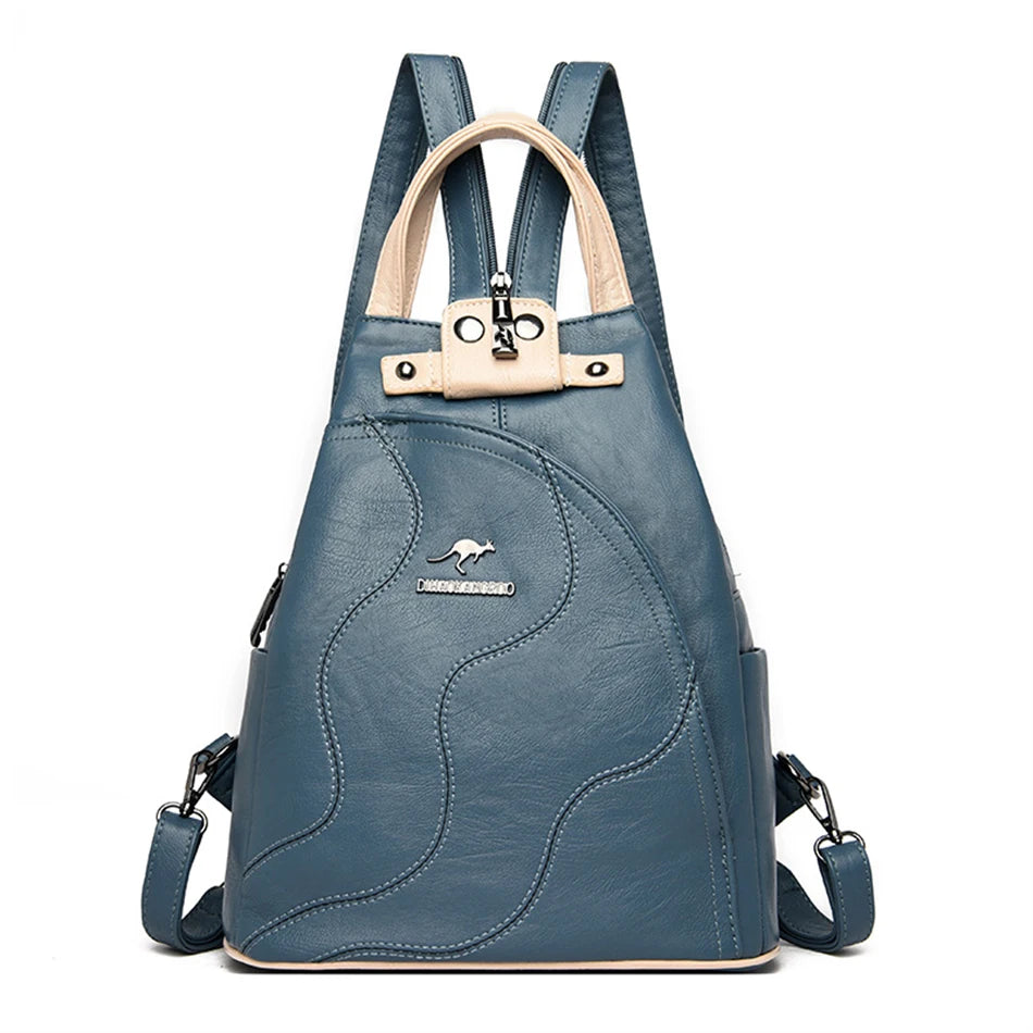 2022 Soft Leather Women Backpack Large Capacity Female Anti-theft Bagpack Multifunctional Travel Shoulder Crossbody Sac Mochilas