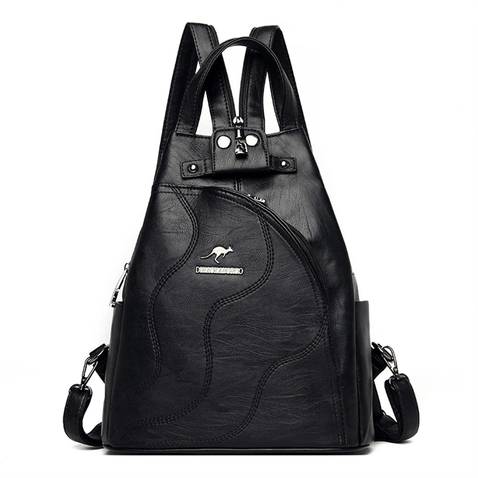 2022 Soft Leather Women Backpack Large Capacity Female Anti-theft Bagpack Multifunctional Travel Shoulder Crossbody Sac Mochilas