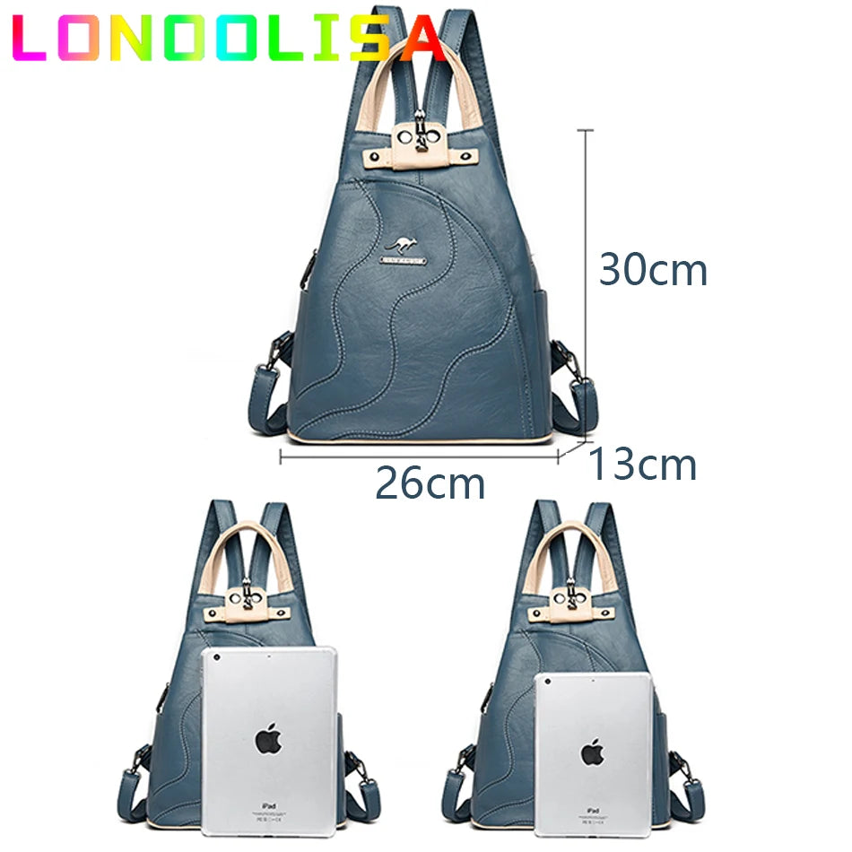 2022 Soft Leather Women Backpack Large Capacity Female Anti-theft Bagpack Multifunctional Travel Shoulder Crossbody Sac Mochilas