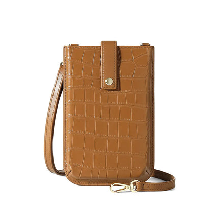 2022 Summer Fashion PU Leather Shoulder Messenger Bags Stone Pattern Simple Women Crossbody Bolsos Mini Mobile Phone Bag