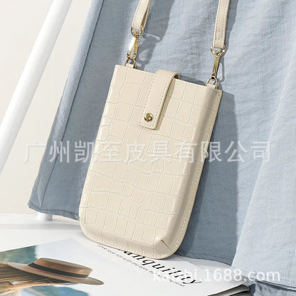 2022 Summer Fashion PU Leather Shoulder Messenger Bags Stone Pattern Simple Women Crossbody Bolsos Mini Mobile Phone Bag