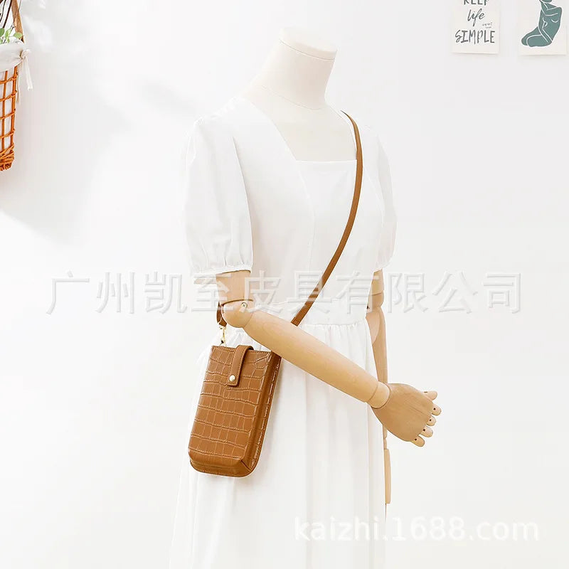 2022 Summer Fashion PU Leather Shoulder Messenger Bags Stone Pattern Simple Women Crossbody Bolsos Mini Mobile Phone Bag