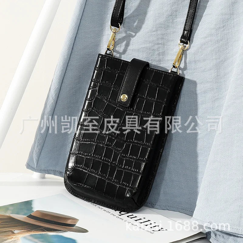 2022 Summer Fashion PU Leather Shoulder Messenger Bags Stone Pattern Simple Women Crossbody Bolsos Mini Mobile Phone Bag