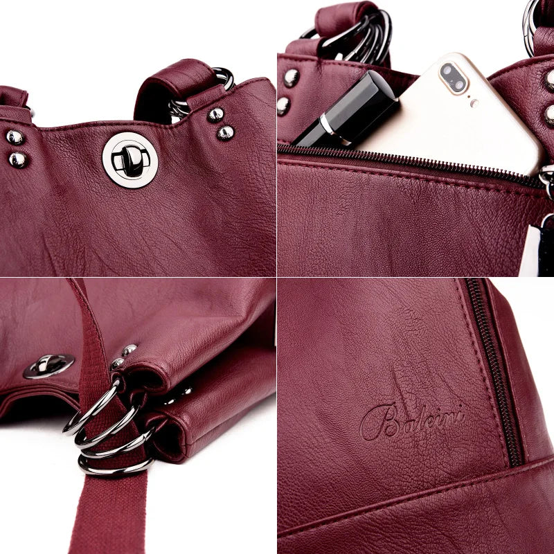 2022 Women Leather Backpacks Multifunction Women Vintage Shoulder Bag Ladies Rucksack Large Capacity Travel Bag Sac A Dos Preppy