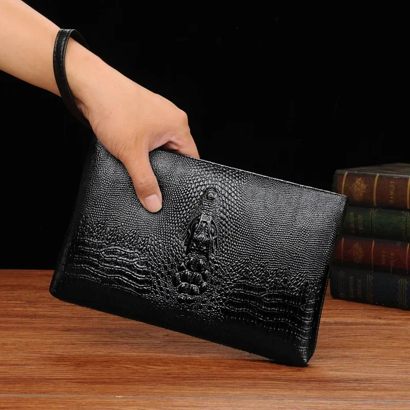 2022 new men's crocodile pattern clutch bag storage bag youth clutch large capacity wallet