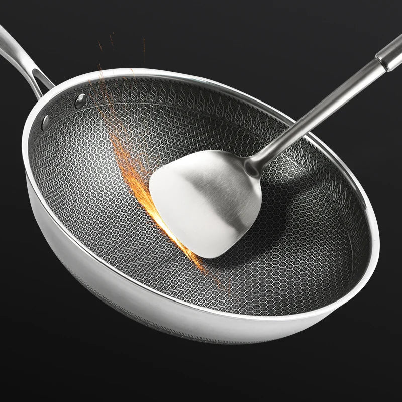 2022New Kitchen Wok Non Stick Pan Fried Steak Cooking Tools 316 Stainless Steel Frying Pan Induction Cooker Gas Stove General