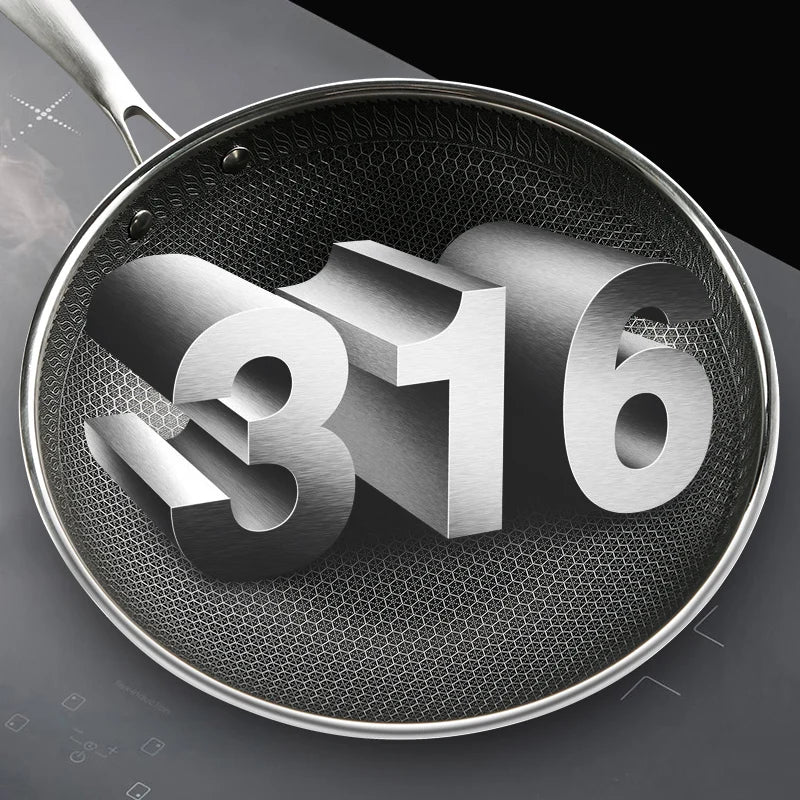 2022New Kitchen Wok Non Stick Pan Fried Steak Cooking Tools 316 Stainless Steel Frying Pan Induction Cooker Gas Stove General