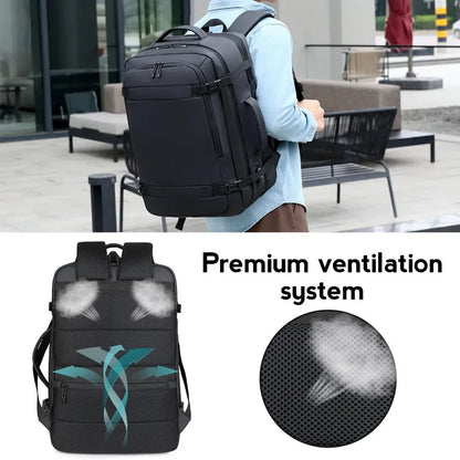 2023 40LExpandable USB Travel Backpack, Flight Approved Carry on Bags for Airplanes,Water Resistant Durable 17-inch backpack men